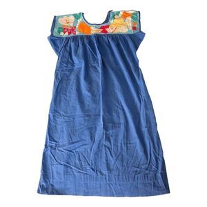 Vintage Lindsey Blake Maxi Dress Muumuu Fruit housecoat SZ S Appliqué Kitsch